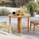Round 36-inch outdoor folding dining table made of acacia wood, perfect for backyard gatherings and easy storage.
