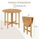36-inch outdoor folding round dining table made of acacia wood, featuring a slatted tabletop and space-saving design.