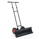 36-inch wheeled snow shovel with adjustable angle, ergonomic handle, and wide blade for efficient snow removal.
