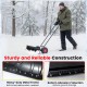 36-inch snow shovel with wheels, adjustable angle, and ergonomic handle for efficient snow removal and easy maneuvering.