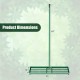 Lawn leveling rake with a 36 x 10 inch plate and 69 inch ergonomic handle, perfect for leveling grass surfaces.