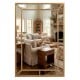 Gold wall mirror with beaded frame, 36 x 24 inches, perfect for adding elegance to living rooms or entryways.