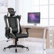 White massage gaming chair with soft headrest and padded armrests, designed for ergonomic support during long gaming.