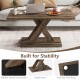 Rectangular coffee table with rubber wood connection, stable base, and rustic brown finish, perfect for living room use.