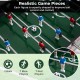 Mini foosball table showing realistic game pieces with 7 blue and 7 red players for enhanced ball control and gameplay.