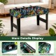 37-inch mini foosball table with vibrant graphics, detachable legs, and integrated score records for tabletop play.