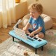Kids piano keyboard in blue with microphone and music stand, designed for fun musical play and skill development.