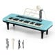 Kids piano keyboard in blue with 37 keys, microphone, and music stand for portable musical fun and creativity.