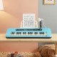 Portable blue 37 keys kids piano keyboard with microphone and music stand, perfect for young musicians to enjoy.