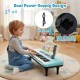 Portable blue 37 keys kids piano keyboard with microphone and music stand, perfect for developing musical skills.