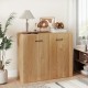 Natural wood 38" buffet sideboard cabinet with two doors and ergonomic handles, perfect for stylish storage in any room.