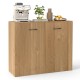 Natural wood 38" buffet sideboard cabinet with storage, featuring ergonomic handles and a spacious countertop for.