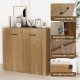 38" modern sideboard cabinet in natural finish with convenient handles and sturdy metal hinges for stylish storage.
