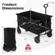 Collapsible black wagon cart with adjustable handle, 400 lbs capacity, and 180 L storage for camping or gardening.