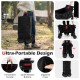 Collapsible wagon cart in black with adjustable handle, zippered cover, and all-terrain wheels for camping and.