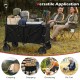 Heavy-duty 38-inch collapsible wagon cart in black, supporting 400 lbs, ideal for camping, shopping, and gardening.