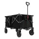 Heavy-duty collapsible wagon cart in black with adjustable handle, 400 lbs capacity, ideal for camping and outdoor use.