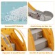 Kids climber slide play set in yellow with giraffe design, featuring a basketball hoop and non-toxic HDPE material.