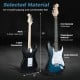 39-inch electric guitar with poplar body and maple neck, featuring 22 frets and adjustable tremolo bridge for beginners.