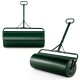39-inch green lawn roller from a side view, showcasing its sturdy construction and versatile push, pull, or tow.