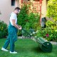 39-inch green lawn roller made of powder-coated metal, designed for push, pull, or tow use in gardens and yards.