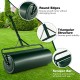 39-inch wide lawn roller with triangular structure, round edges, and scraper bar for smooth lawn maintenance.
