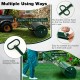 39-inch green lawn roller with gripping handle, designed for push, pull, or tow behind a tractor for easy lawn.