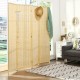 Natural 6 ft 4 panel portable folding room divider screen with tightly woven design for optimal privacy in any space.