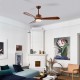 52-inch brown ceiling fan with LED light, shown in a living room setting, featuring a sleek design for stylish comfort.