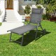 Gray patio reclining chaise lounge with adjustable neck pillow, foldable design, and heavy-duty aluminum frame for.
