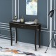 Elegant modern console table in black with a storage drawer, crafted from acacia wood and MDF, ideal for entryway decor.