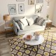 Round coffee table and two square tables in gray faux marble, perfect for living room or office use.