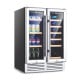 24-inch dual-zone wine and beverage cooler with glass doors, holding 18 wine bottles and 57 cans for optimal.