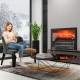 Electric fireplace log heater in black, featuring adjustable flame brightness and remote control for cozy living room.