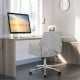 Gray adjustable mid-back office chair with armrest, featuring a 360° swivel and modern design for home or office use.