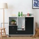 Lateral mobile filing cabinet in black with 2 drawers and open shelves, ideal for office or kitchen storage.