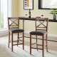 25-inch wooden bar stool featuring a soft PU leather seat and sturdy rubber wood frame, perfect for cafes or dining.
