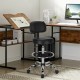 Swivel drafting chair in black with adjustable mid back and foot ring, perfect for drafting tables or desks.