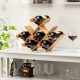 Bamboo wine rack holding 8 bottles in a butterfly shape, perfect for kitchen countertops or dining tables.
