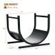 U-shaped firewood rack made of steel, measuring 17"x14.5"x15.5", designed for indoor and outdoor wood storage.