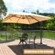 Rectangular 10x13 feet cantilever umbrella in beige with 360° rotation, perfect for garden and backyard shading.