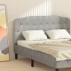 Queen upholstered headboard in light gray with button detailing, adjustable heights, and soft sponge padding for.