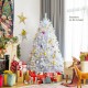 6 feet white artificial Christmas tree with iridescent branch tips, ideal for home and office holiday decorations.