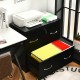 2-drawer black file cabinet with lock, ample storage for letter and legal size documents, ideal for home or office use.