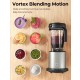 High-power 1500W blender with a 64oz pitcher, showcasing various blended foods and 10 adjustable speeds for versatile.