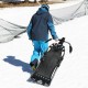Snow Racer Sled with textured grip handles and mesh seat, designed for durability and safety on snowy slopes.