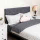 Gray adjustable tufted linen fabric upholstered headboard for queen and full size beds, featuring a simple, elegant.