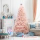 Pink 6ft artificial Christmas tree with hinged construction, eco-friendly PVC, perfect for home or commercial.