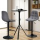Adjustable gray linen bar stools with T-shaped footrest and swivel design, perfect for kitchens and cafes.
