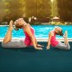Navy workout yoga mat with double-sided anti-skid design, ideal for exercise, baby crawling, or picnics.
